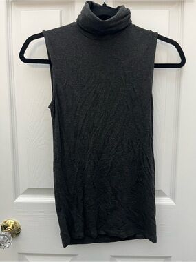 Majestic Sleeveless Turtleneck - Charcoal